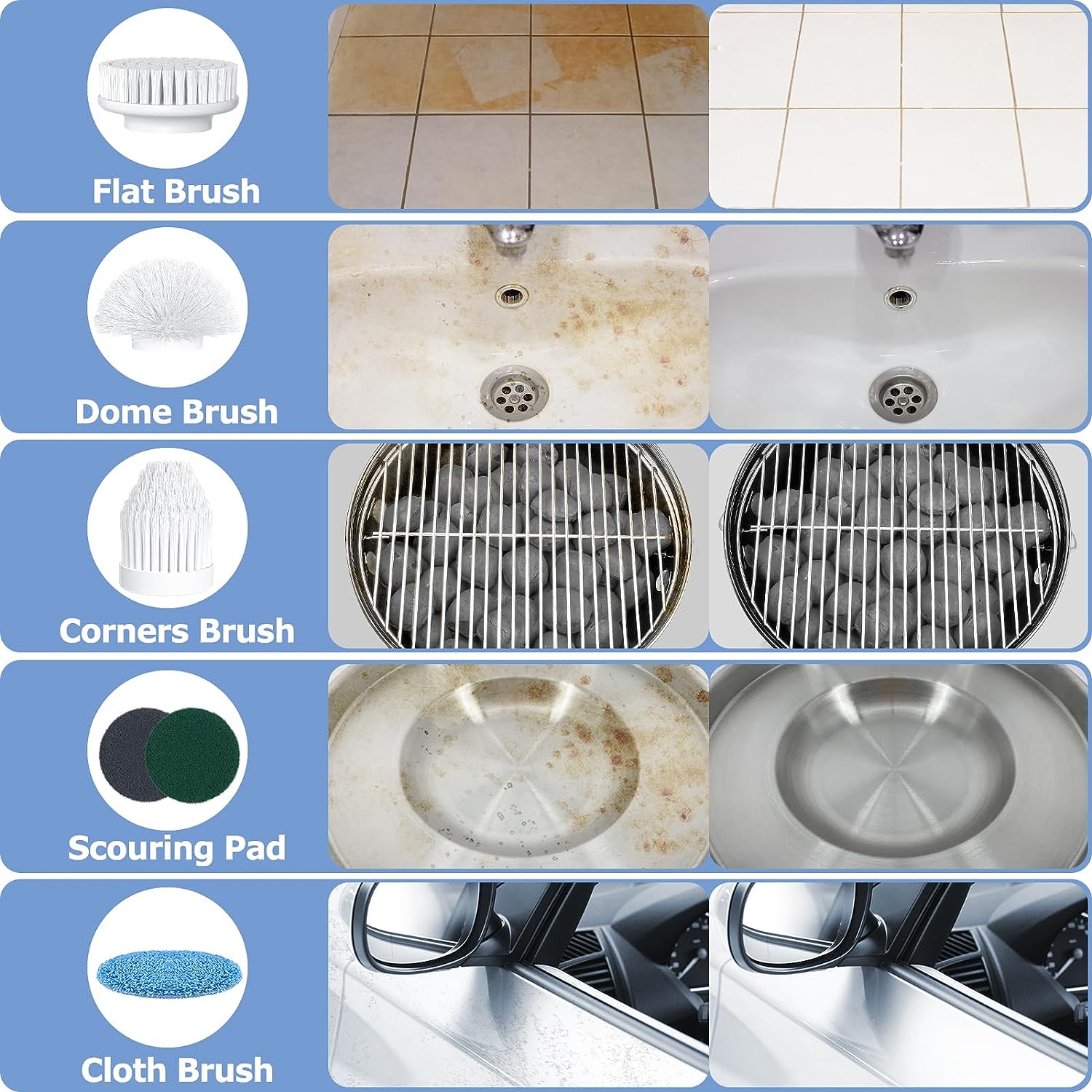 اداة تنظيف كهربائية مع 6 رؤوس مختلفة - Makfool