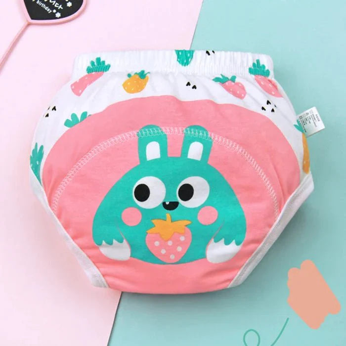 ملابس داخلية قطنية للأطفال تمنع التسرب عدد 4 مناسبة لعمر سنة الى سنتان ونصف قابلة لاعادة الإستخدام - Makfool