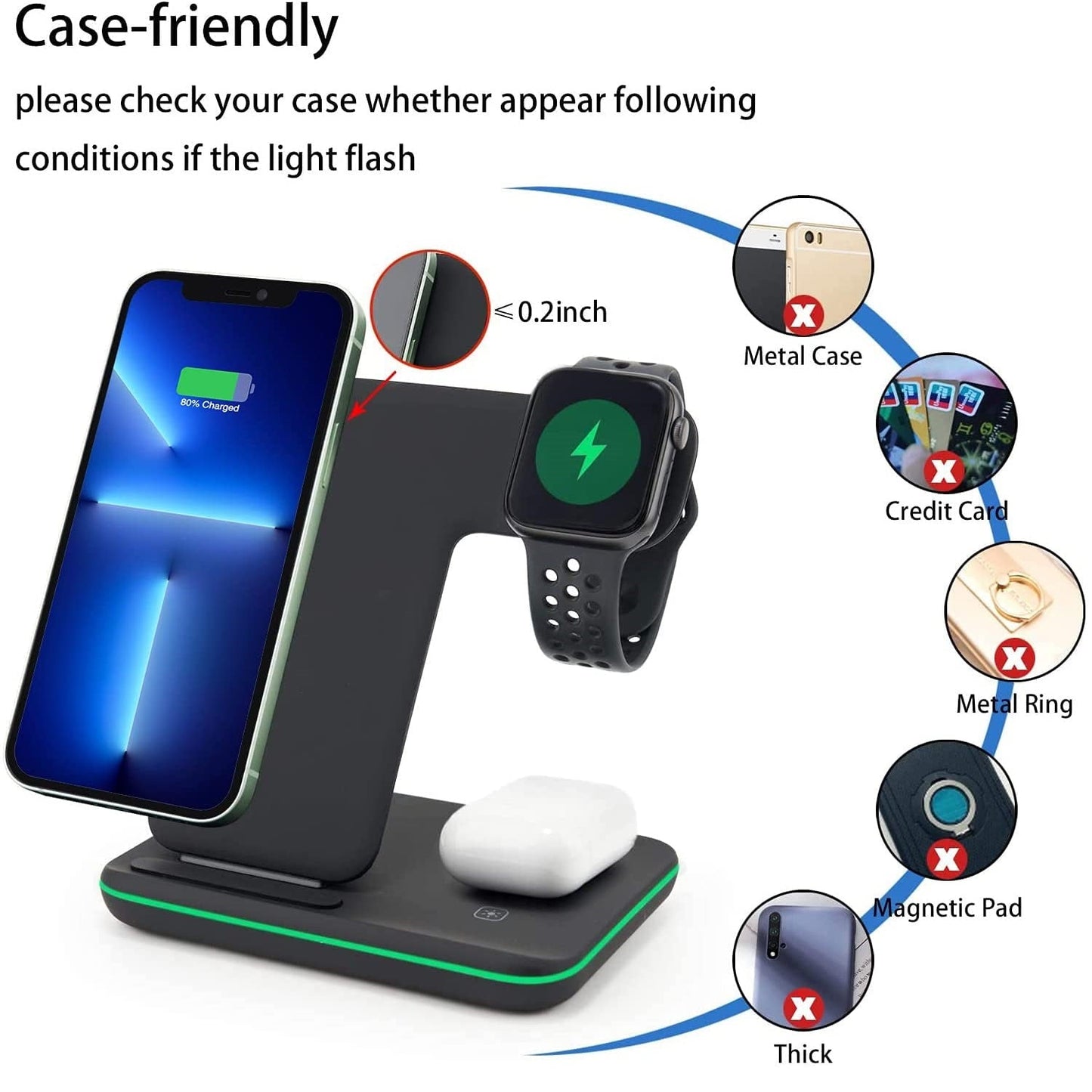 شاحن لاسلكي بشكل مميز 3 في 1 - Makfool