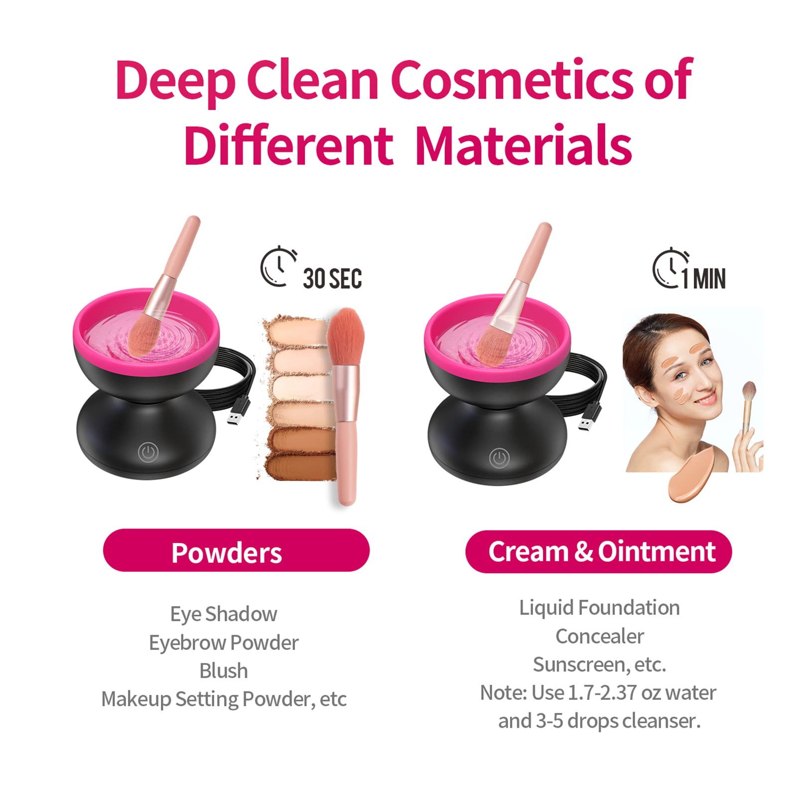 uae جهاز تنظيف فرش المكياج الكهربائي - Makfool